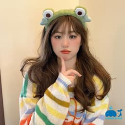 Thumbnail Băng đô cài tóc thời trang Laboon bờm tóc lông xù ếch xanh ngộ nghĩnh dễ thương 4