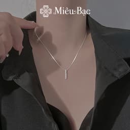 Thumbnail Dây chuyền bạc nữ Miêu Bạc Classic đính đá trắng chất liệu bạc 925 thời trang phụ kiện trang sức D400374x 1