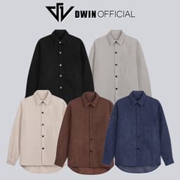 Thumbnail Áo sơ mi nam nữ dài tay DWIN trơn basic chất nhung tăm cao cấp chống nhăn 1