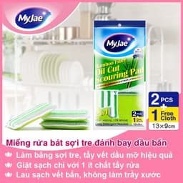 Thumbnail Miếng rửa chén đa năng sợi tre MyJae, miếng rửa chén chống xước 2 mặt, siêu bền đánh bay dầu bẩn 2