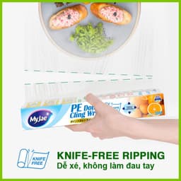 Thumbnail Màng bọc thực phẩm PE 30M MyJae, dạng xé chấm đứt ,co giãn tốt, bảo quản thực phẩm 4