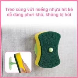 Thumbnail Miếng bọt biển rửa chén MyJae 2 mặt, mút xốp rửa bát đa năng kèm miêng nhựa hít kê 11.3cm x 7.8cm x 2.7cm (2 miếng/gói) 4