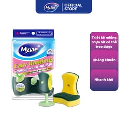 Thumbnail Miếng bọt biển rửa chén MyJae 2 mặt, mút xốp rửa bát đa năng kèm miêng nhựa hít kê 11.3cm x 7.8cm x 2.7cm (2 miếng/gói) 2