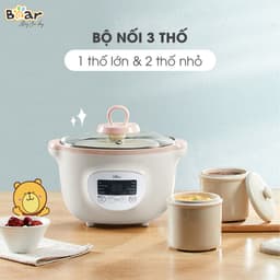 Thumbnail Nồi Nấu Cháo Chậm BEAR 1.6L Nồi Nấu Chậm Cho Bé 7 Chế Độ Nồi Chưng Yến Hấp Hầm Canh Súp Chè Giữ Ấm Bản TViệt SUBE002 2