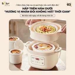 Thumbnail Nồi Nấu Cháo Chậm BEAR 1.6L 6 Chế Độ Ninh Nấu Hầm Chưng Yến Hấp Cách Thuỷ Tiện Lợi Giữ Chất Dinh Dưỡng SB-NNC16 3