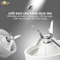 Thumbnail Máy Xay Sinh Tố Cầm Tay Bear Dung Tích 600ml Máy Xay Sinh Tố Mini Cầm Tay Máy Say Sinh Tố 3 Cối Máy Say Hoa Quả  D04A1 4