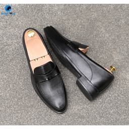 Thumbnail Giày lười Tăng chiều cao Da bò SMARTMEN GLC-38 Đen 3