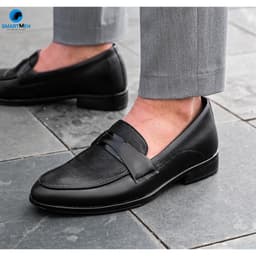 Thumbnail Giày lười Tăng chiều cao Da bò SMARTMEN GLC-38 Đen 4