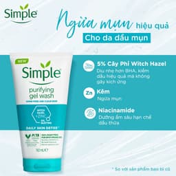 Thumbnail Gel Rửa Mặt Simple Purifying Daily Skin Detox Dành Cho Da Dầu và Da Nhạy Cảm 150ml 4