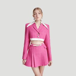Thumbnail DEAR JOSÉ - Áo blazer crop top MOON PRISM vải tweed hồng 1