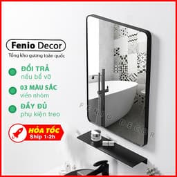 Thumbnail Gương nhà tắm hình chữ nhật treo tường FENIO gương trang trí decor phòng ngủ khung viền hợp kim nhôm chống rỉ 2