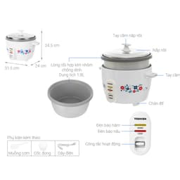 Thumbnail Nồi cơm điện Toshiba RC-18MH(F) - 1.8 Lít - Nắp rời - Lòng nồi hợp kim chống dính - Hàng chính hãng 2