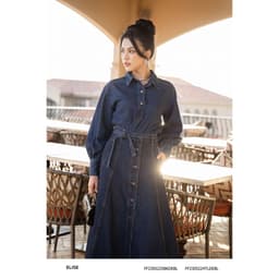Thumbnail Áo jeans cổ đức nẹp đính logo thiết kế Elise FF2305224TLDEBL 1