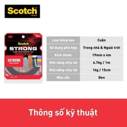 Thumbnail Băng keo hai mặt 3M™ Scotch®, siêu dính, độ bền cao, dính tốt trên bề mặt được sơn, 1 cuộn, Dùng trong nhà và ngoài trời 3