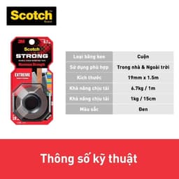 Thumbnail Băng keo hai mặt 3M™ Scotch®, siêu dính, độ bền cao, dính tốt trên bề mặt được sơn, 1 cuộn, Dùng trong nhà và ngoài trời 2