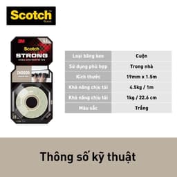 Thumbnail Băng keo hai mặt 3M™ Scotch®, siêu dính, độ bền cao, chống tia UV, kéo nhẹ nhàng, 1 cuộn, Dùng trong nhà 3