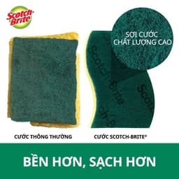 Thumbnail Cước rửa chén 3M™ Scotch-Brite®, kháng khuẩn, 2 mặt chống trầy, gói 3 miếng, xanh/ hồng, Làm sạch các vết bẩn cứng đầu 3