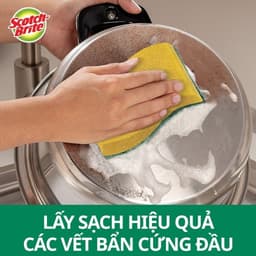 Thumbnail Cước rửa chén 3M™ Scotch-Brite®, kháng khuẩn, 2 mặt chống trầy, gói 3 miếng, xanh/ hồng, Làm sạch các vết bẩn cứng đầu 2
