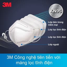Thumbnail Khẩu trang 3M™, đạt tiêu chuẩn KN95, trắng/ đen, Ngăn ngừa bụi mịn, mầm bệnh trong không khí, khói bụi,... 3