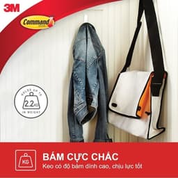 Thumbnail Móc dán tường chịu lực 2.2kg 3M™ Command™, 17003, độ bền cao, bám cực chắc, chịu lực 2.2kg, vỉ 1 cái 3