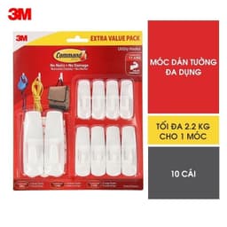 Thumbnail Combo 10 Móc dán tường 3M™ Command™, 17008EXVP, độ bền cao, bám cực chắc, chịu lực 2.2kg, Dùng sắp xếp nhà cửa 2