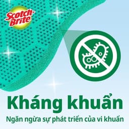 Thumbnail Miếng rửa chén hạt nổi 3M™ Scotch-Brite®, siêu sạch, chống trầy, gói 2 miếng, xanh/cam, Làm sạch các vết bẩn cứng đầu 2