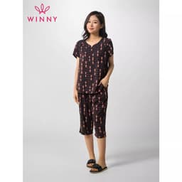 Thumbnail Bộ mặc nhà nữ WINNY kiểu cộc tay quần ngố chất lanh mềm mát mùa hè 2MNLA23023N 4
