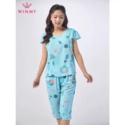 Thumbnail Bộ mặc nhà nữ WINNY kiểu cộc tay quần ngố chất lanh mềm mịn thấm hút nhanh khô 2MNLA23030N 4