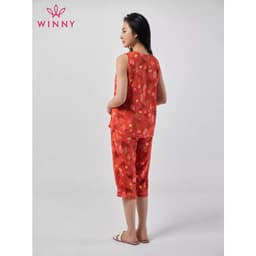Thumbnail Bộ mặc nhà nữ WINNY kiểu sát nách quần ngố chất lanh mềm 2MNLA23014S 3