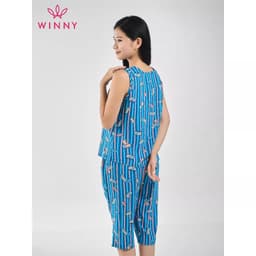 Thumbnail Bộ mặc nhà nữ WINNY kiểu sát nách quần ngố chất lanh mịn thấm hút nhanh khô 2MNLA23057S 4