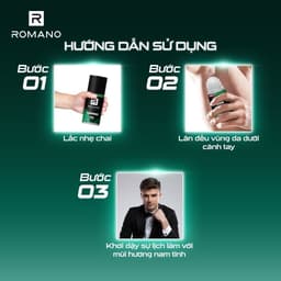 Thumbnail Lăn khử mùi nam nam kháng khuẩn & khô thoáng cả ngày Romano 50ml/chai - 4 mùi có sẵn 3
