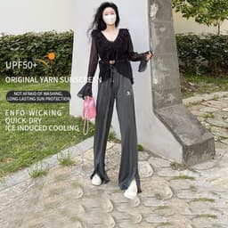 Thumbnail Quần thun lạnh lưng co giãn ống đứng rộng CAMEL CROWN 3