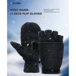 Thumbnail CAMEL CROWN Găng Tay Thể Thao Hở Ngón Chất Liệu Lông Cừu Ấm Áp Chống Gió 3