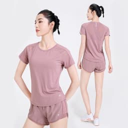 Thumbnail Set trang phục thể thao CAMEL CROWN quần đùi và áo thun tay ngắn tập yoga gym dành cho nữ 2