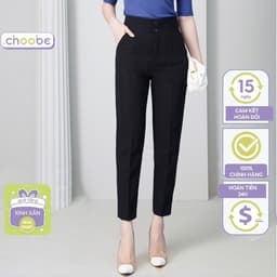 Thumbnail Quần baggy nữ Choobe 2 khuy lưng cạp cao đồ công sở đẹp màu đen đi học form chuẩn tôn dáng Q38 3