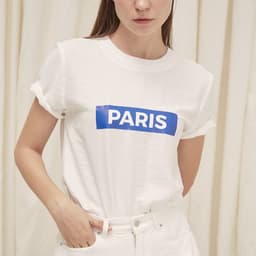 Thumbnail COCOSIN - Áo Lụa Trắng In Paris Xanh 2