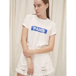 Thumbnail COCOSIN - Áo Lụa Trắng In Paris Xanh 1