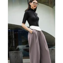 Thumbnail COCO SIN - Quần Kaki Xám Ống Rộng Phối Lưng 1