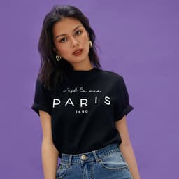 Thumbnail COCO SIN - Áo Lụa In Logo Paris Cổ Tròn 4