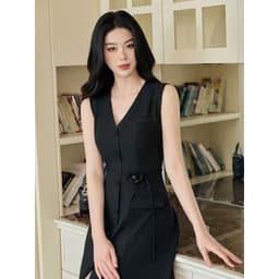 Thumbnail JOVEN Đầm Dài Victoria Cổ V Xẻ Tà Thanh Lịch Sang Trọng 2