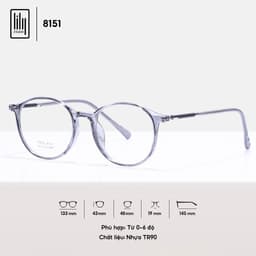 Thumbnail Gọng kính cận nam nữ Lilyeyewear gọng bền kiểu dáng mắt tròn kiểu dáng thời trang 8151 2