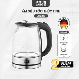 Thumbnail Ấm siêu tốc bình siêu tốc thủy tinh LEBENLANG LBL2879 1.7 lít, công suất 2200W, bảo hành trong 2 năm 2