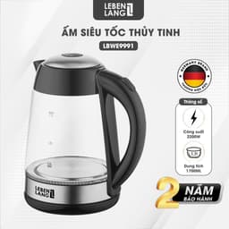 Thumbnail Ấm siêu tốc bình siêu tốc thủy tinh LEBENLANG LBWE9991, 1.7 lít, 2200W, bảo hành 2 năm - chính hãng. 2