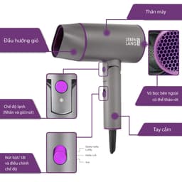 Thumbnail Máy sấy tóc Lebenlang LBH3088,2100W, 2 chiều nóng lạnh, bấm giữ nút, gấp gọn, chống xơ rối tóc 4