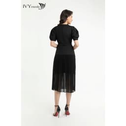Thumbnail Đầm xòe hạ eo xếp ly nữ IVY moda MS 48M7565 2