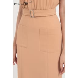 Thumbnail Đầm dài phối túi kèm đai nữ IVY moda MS 48M8233 2