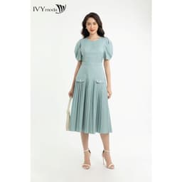 Thumbnail Đầm xòe hạ eo xếp ly nữ IVY moda MS 48M7565 1