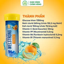 Thumbnail Viên sủi điện giải WELSTRONG hương cam - Bù nước, điện giải, vitamin cho cơ thể - Tuýp 8 viên 4