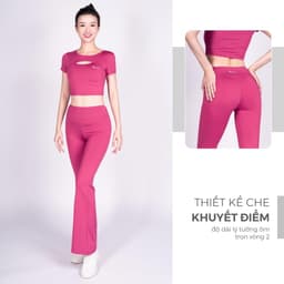 Thumbnail Yowin Bộ Tập Yoga Gym Nữ YW24-N01-F503 Áo Croptop Kèm Đệm Rời & Quần Ống Loe Co Giãn 3