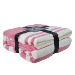 Thumbnail Mền tuyết NIN House hoa văn PINK STRIPES 1m8x2m sợi microfiber cực ấm, mịn màng fleece blanket văn phòng, xe hơi, sofa 3